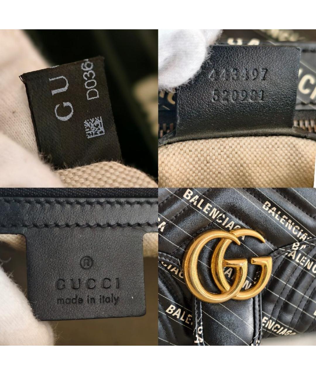 GUCCI Черная кожаная сумка с короткими ручками, фото 4