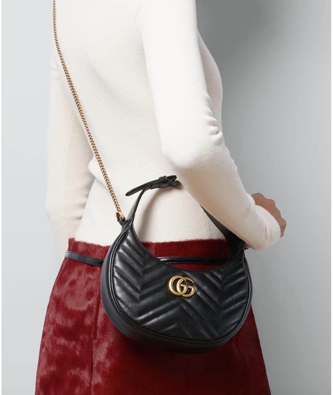 GUCCI Черная кожаная сумка через плечо, фото 3