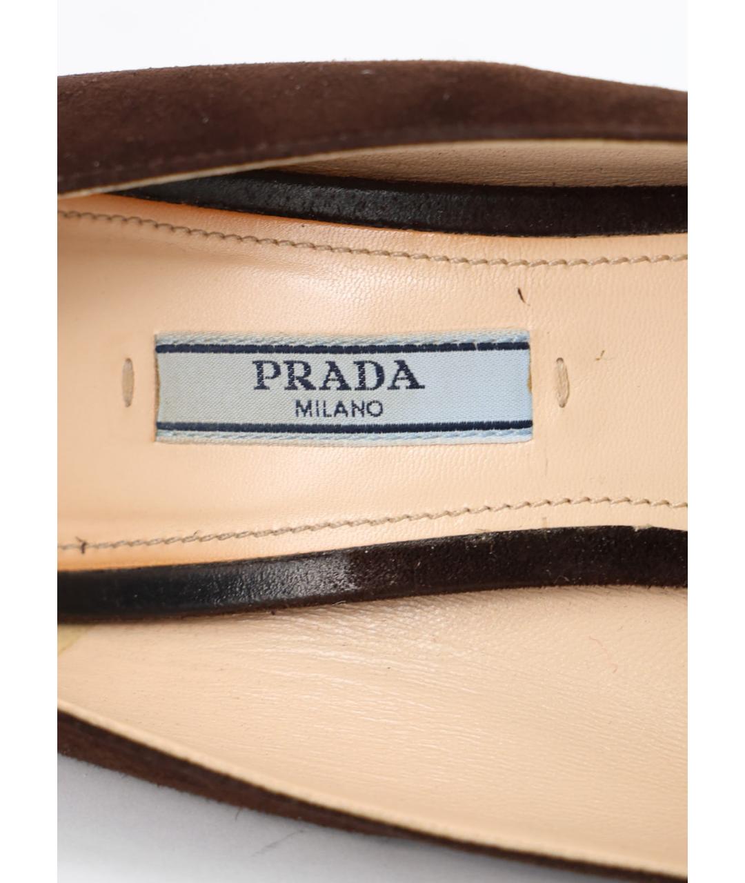 PRADA Коричневые замшевые туфли, фото 5