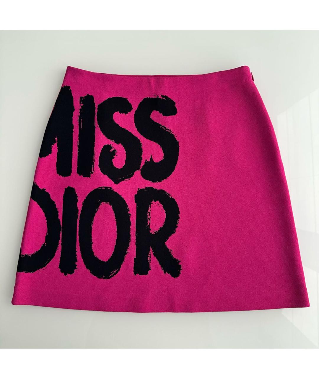 CHRISTIAN DIOR Фуксия вискозная юбка мини, фото 8