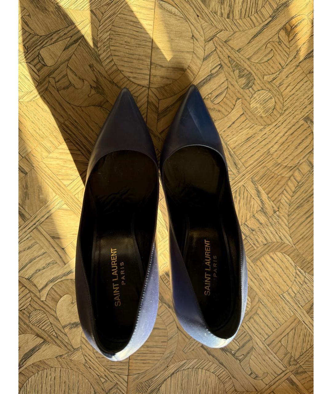 SAINT LAURENT Синие кожаные туфли, фото 3
