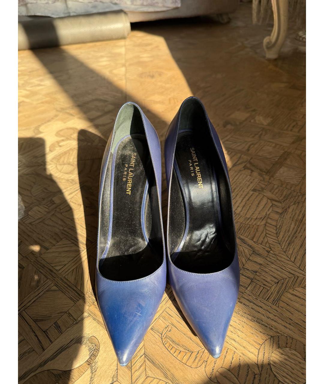 SAINT LAURENT Синие кожаные туфли, фото 2