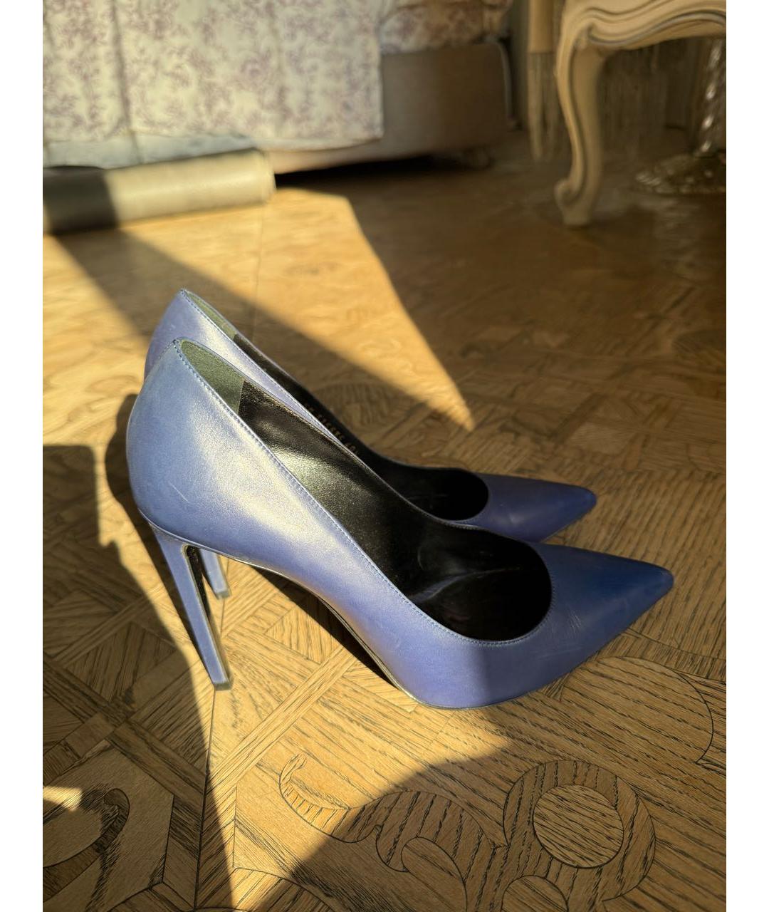 SAINT LAURENT Синие кожаные туфли, фото 5