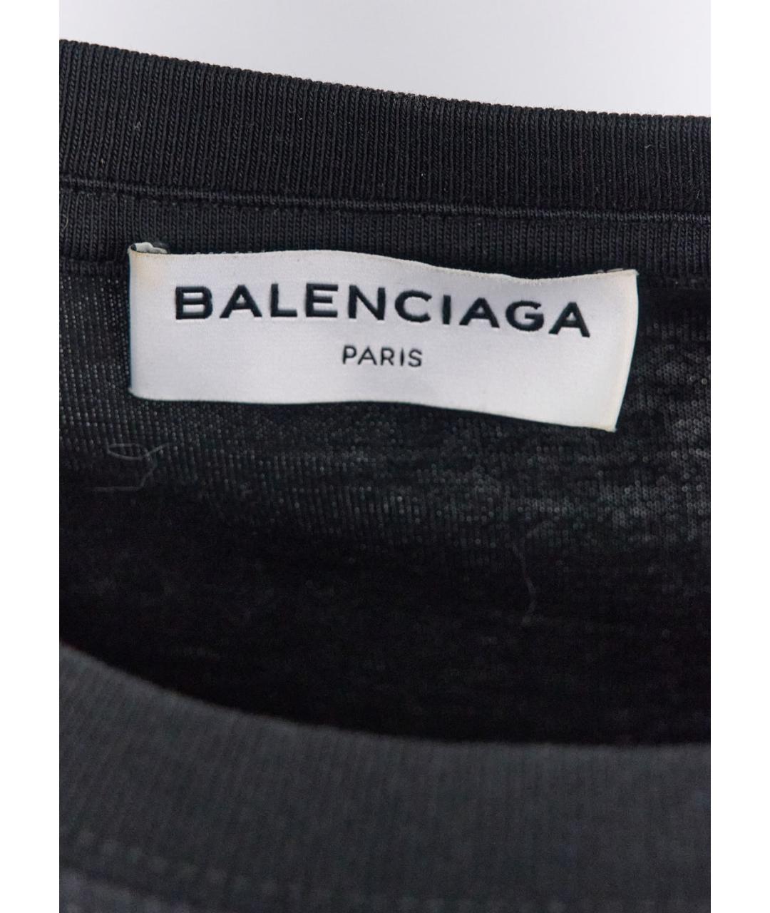 BALENCIAGA Черная хлопковая футболка, фото 3