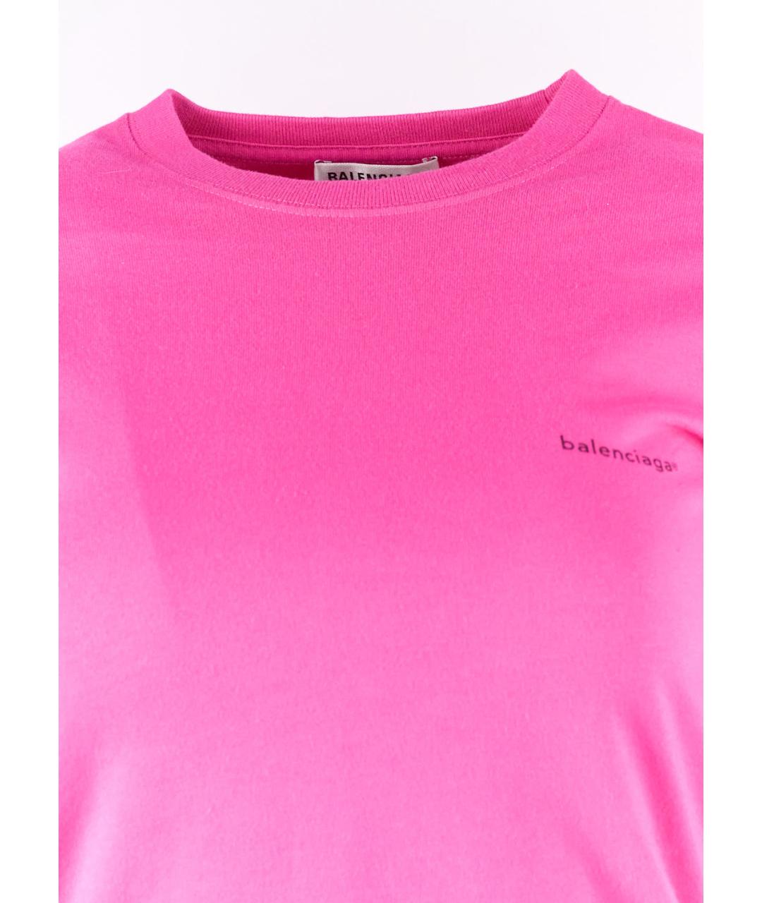 BALENCIAGA Фуксия хлопковая футболка, фото 4
