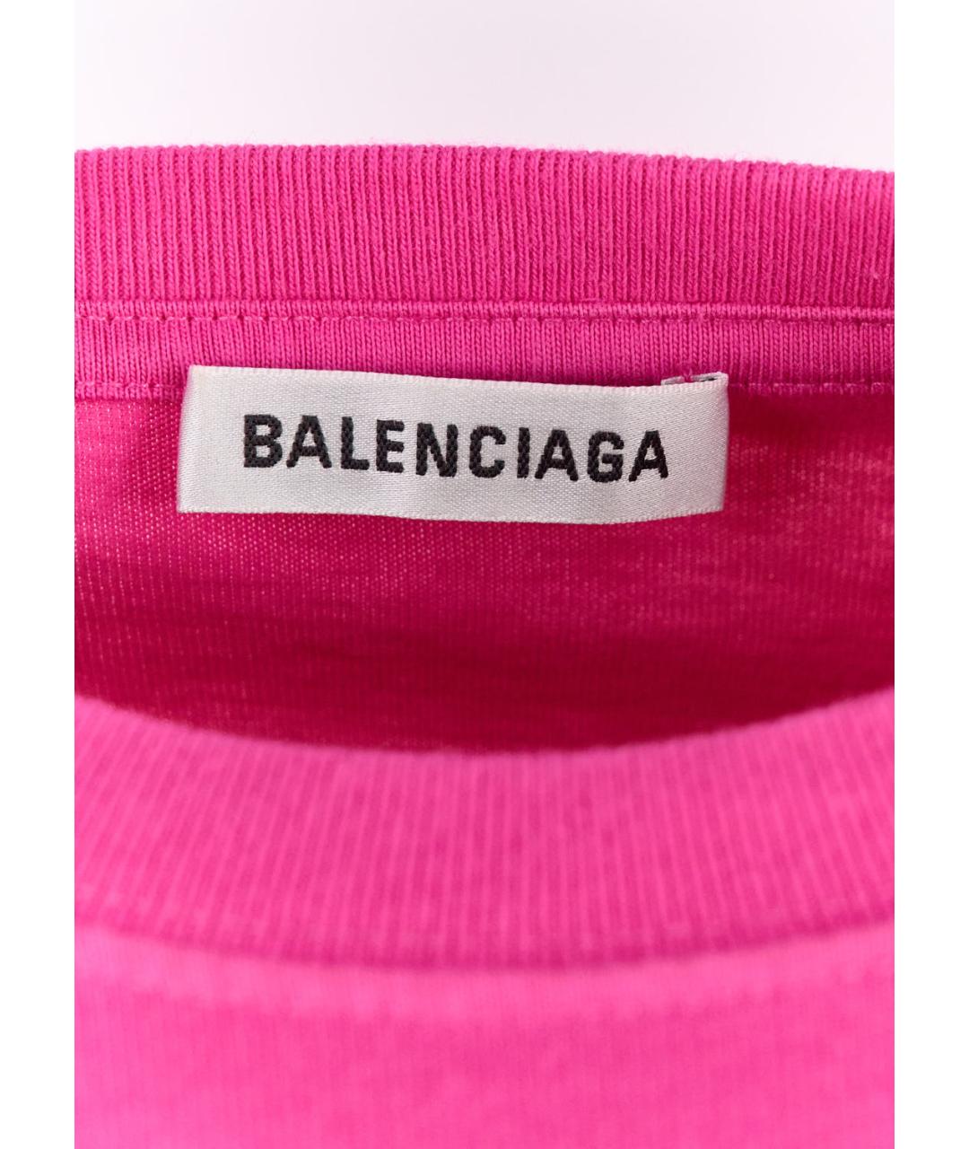 BALENCIAGA Фуксия хлопковая футболка, фото 3