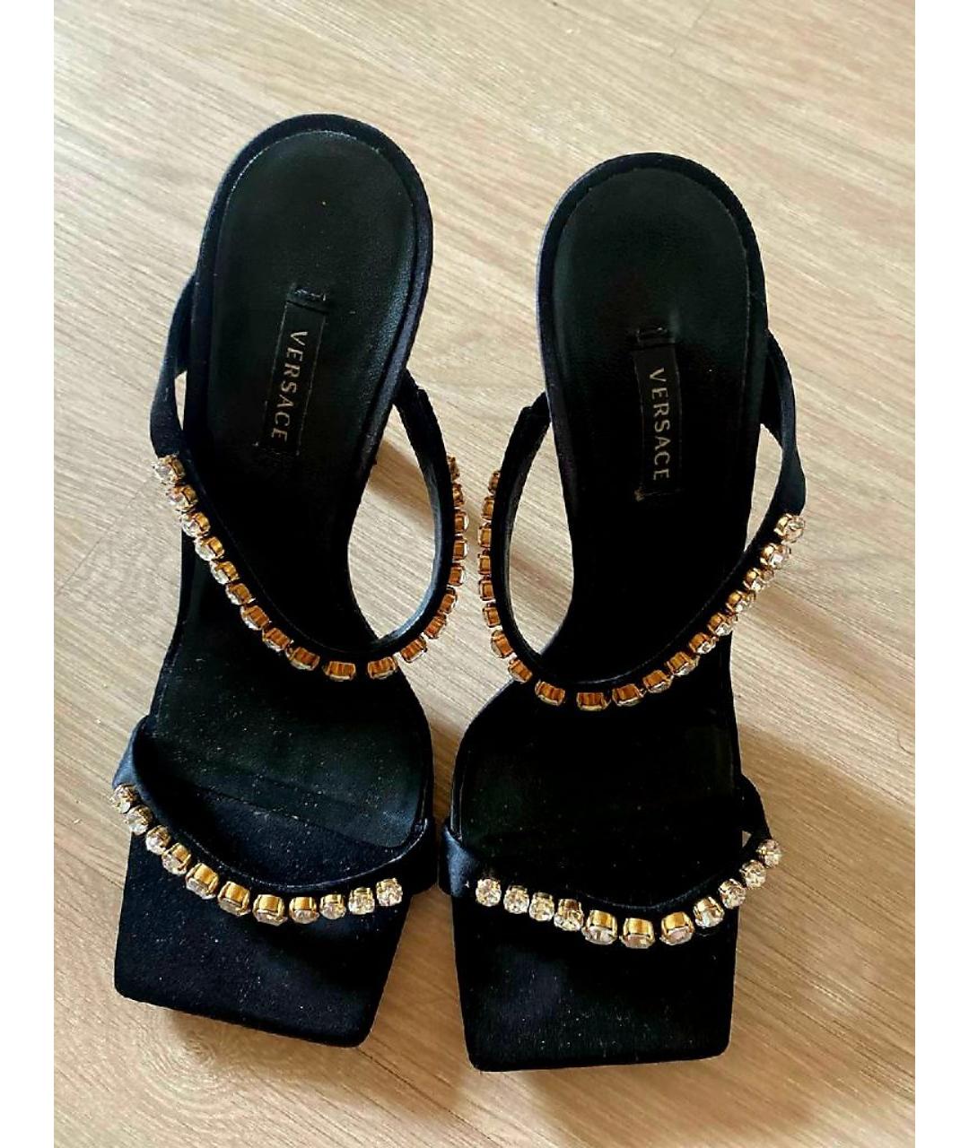 VERSACE Черные текстильные босоножки, фото 8