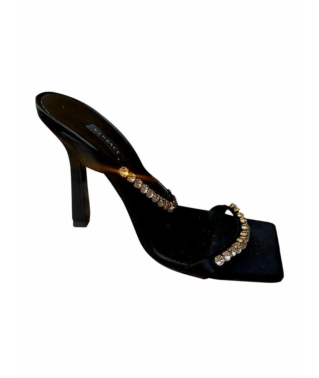 VERSACE Черные текстильные босоножки, фото 1