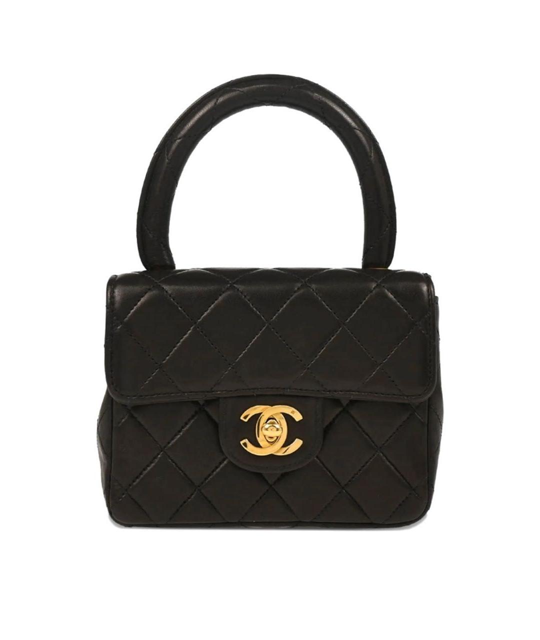 CHANEL Черная кожаная сумка с короткими ручками, фото 9