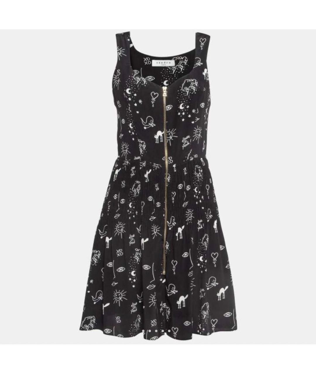 SANDRO Черное шелковое повседневное платье, фото 5