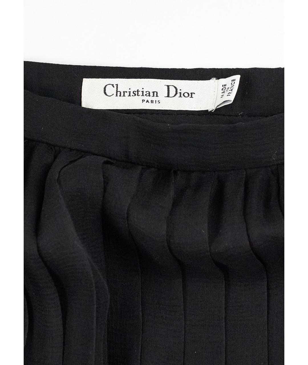 CHRISTIAN DIOR Черная шелковая юбка мини, фото 3