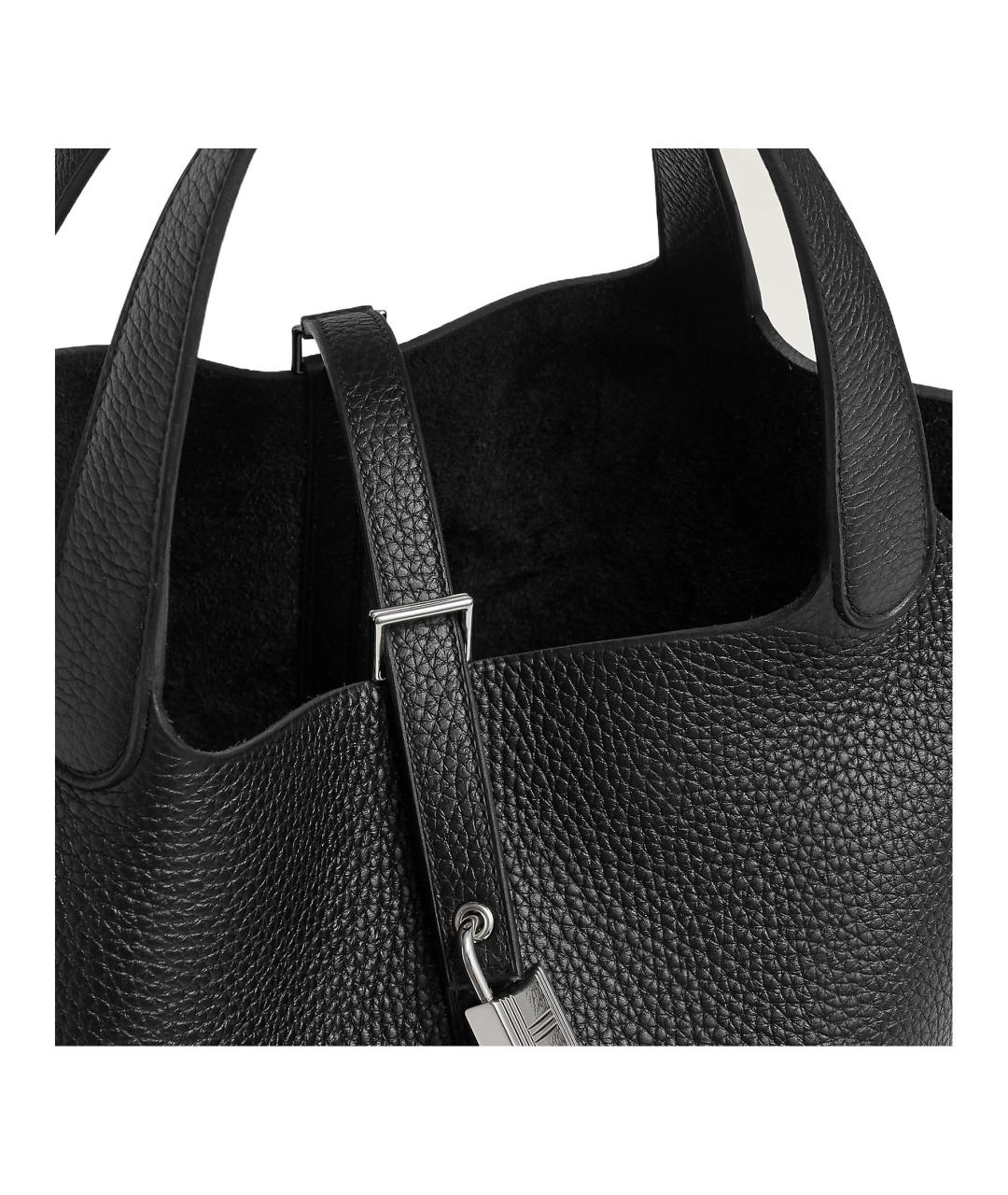 HERMES Черная кожаная сумка с короткими ручками, фото 5