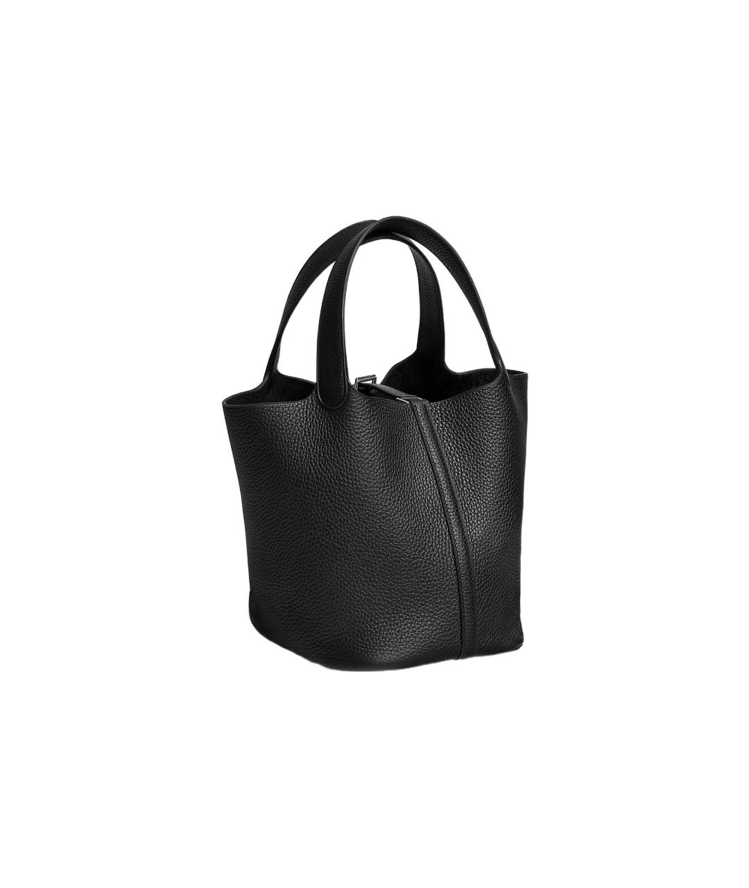 HERMES Черная кожаная сумка с короткими ручками, фото 3