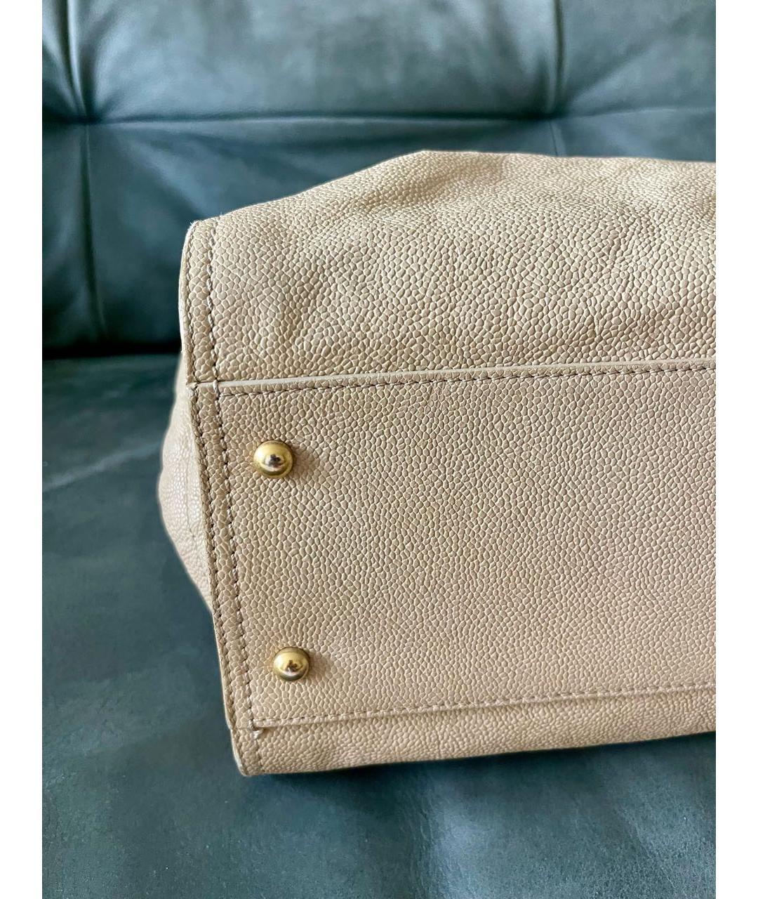 CHANEL Бежевая кожаная сумка тоут, фото 7