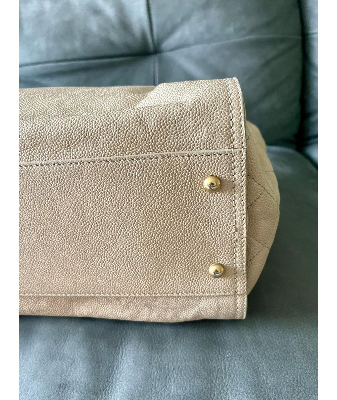 CHANEL Бежевая кожаная сумка тоут, фото 6