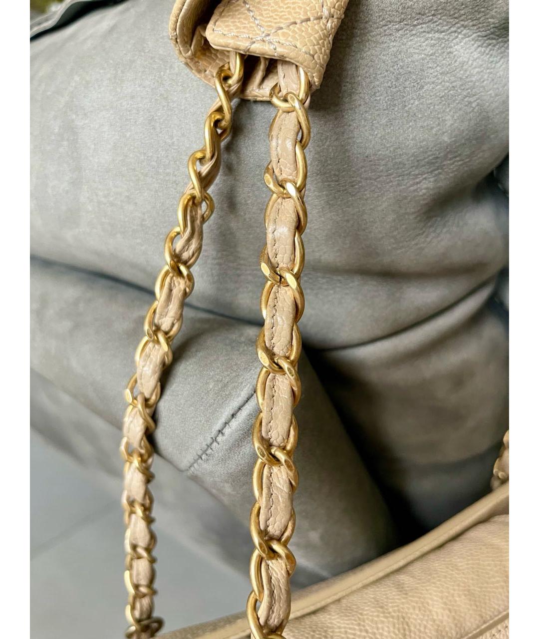 CHANEL Бежевая кожаная сумка тоут, фото 5