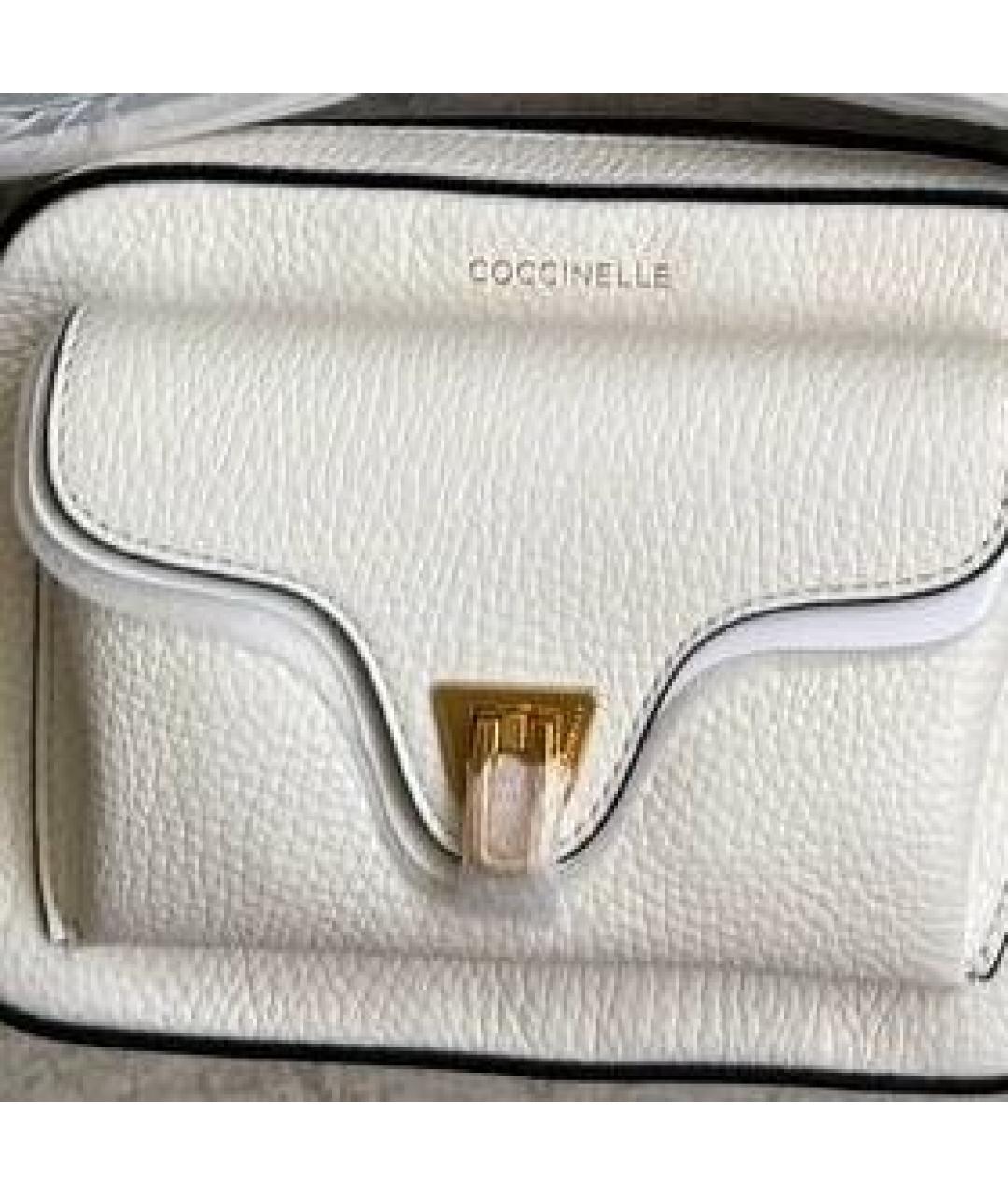 COCCINELLE Белая кожаная сумка тоут, фото 3