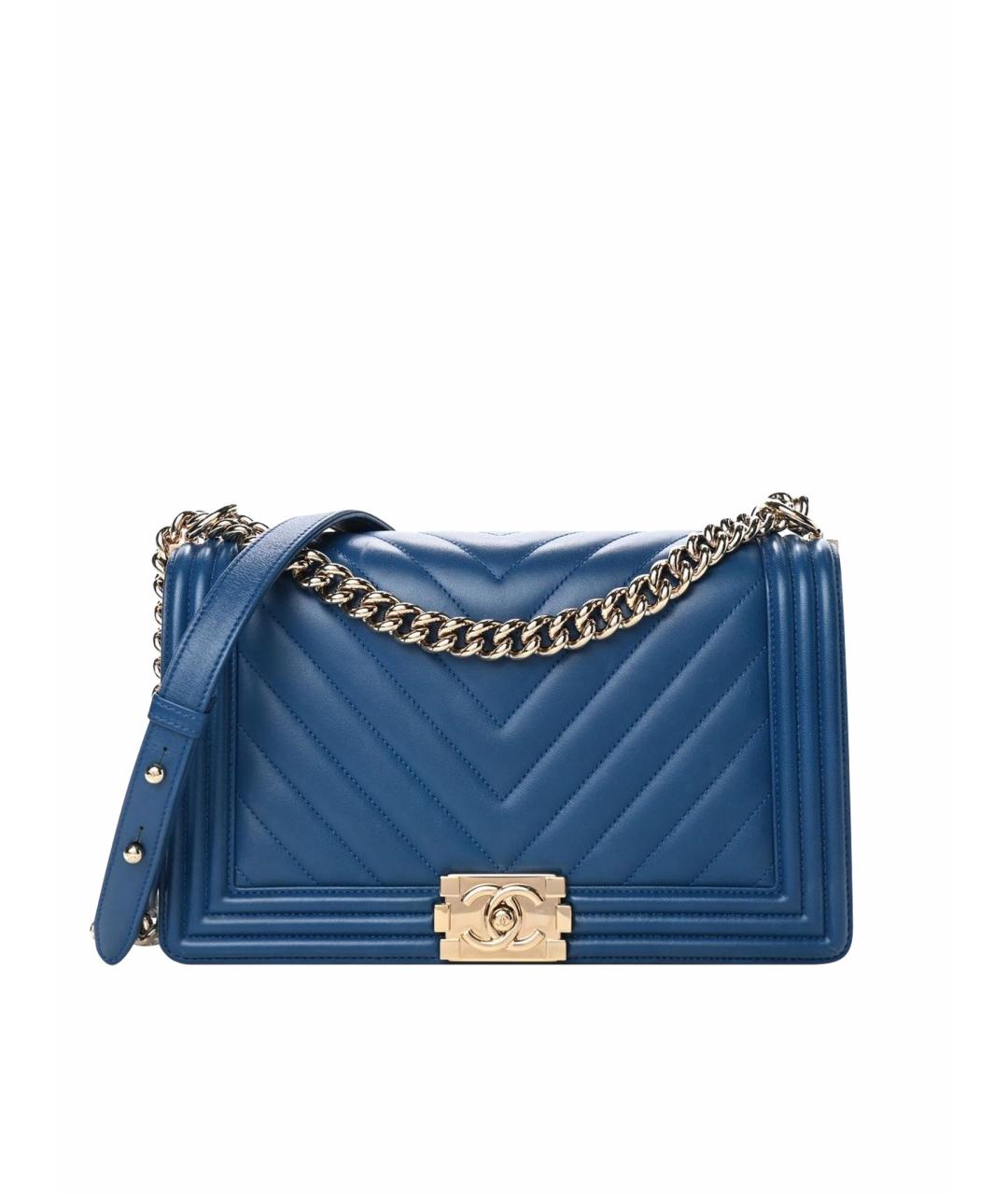 CHANEL Темно-синяя кожаная сумка через плечо, фото 1