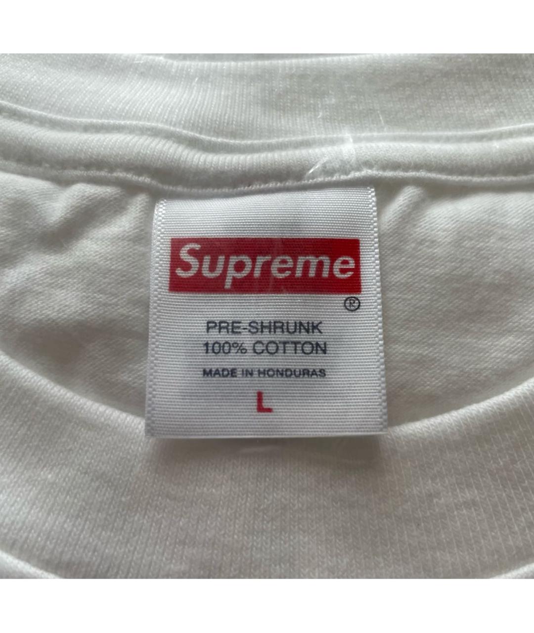 SUPREME Белая хлопковая футболка, фото 4