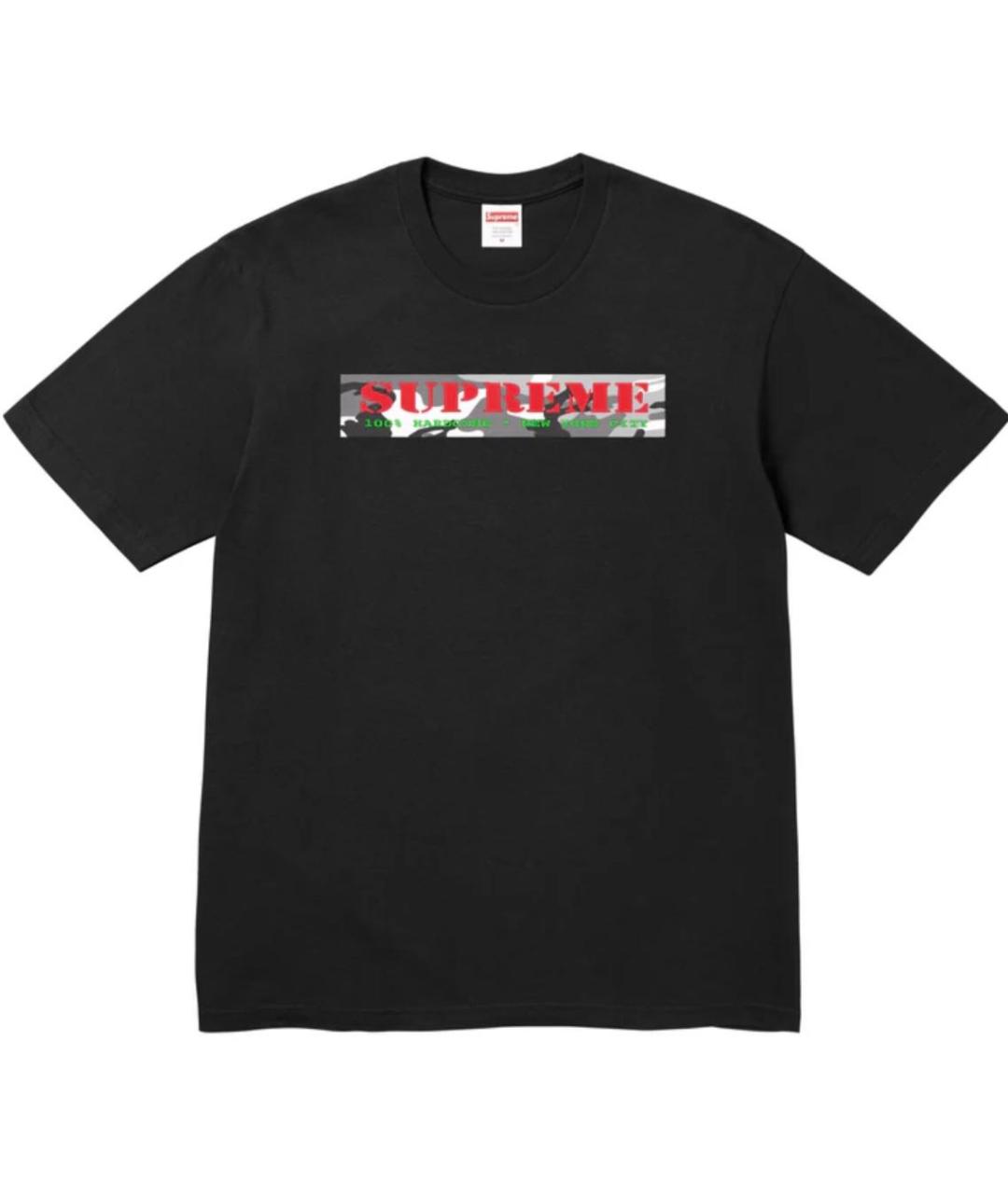 SUPREME Черная хлопковая футболка, фото 1