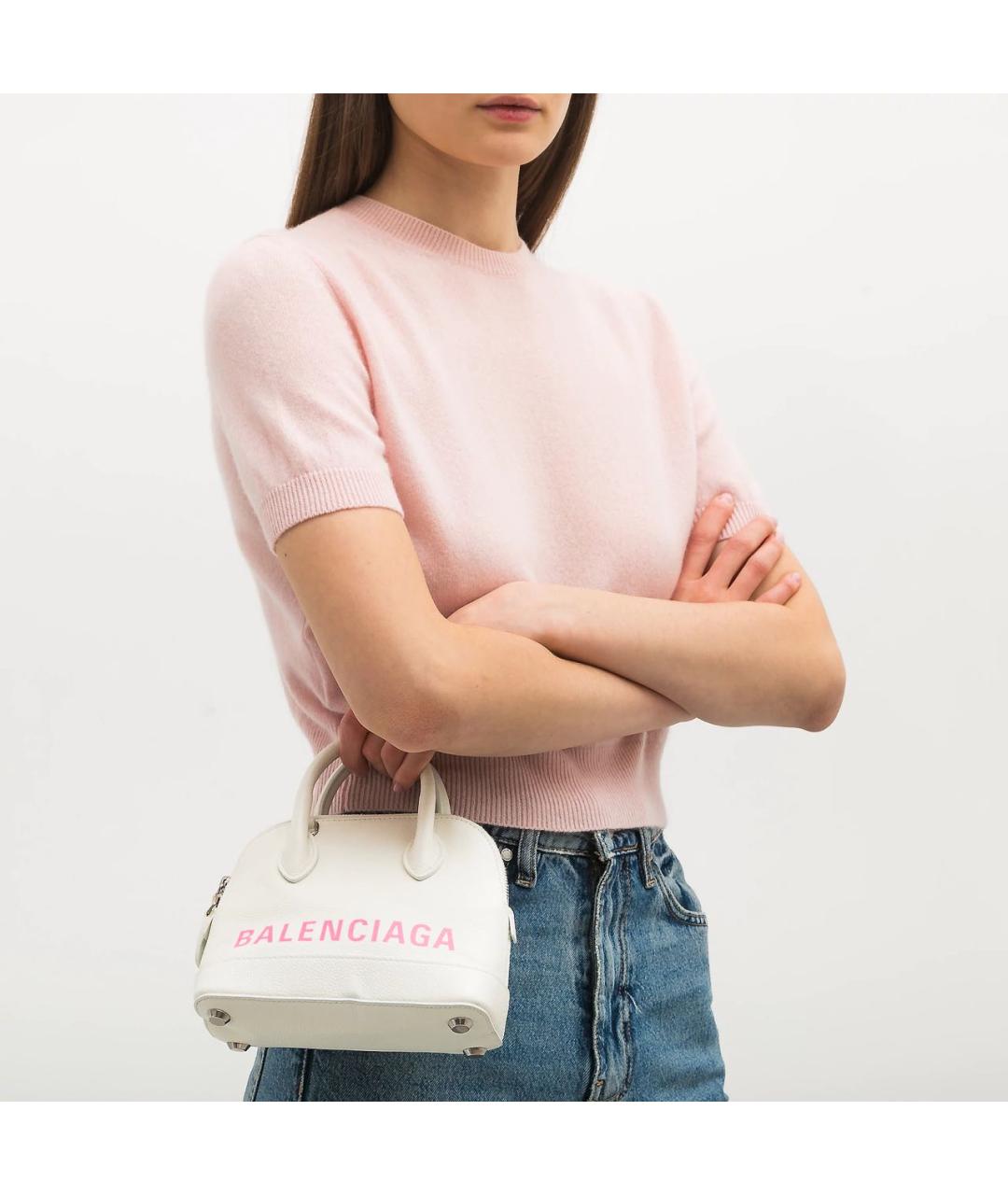 BALENCIAGA Белая кожаная сумка с короткими ручками, фото 5