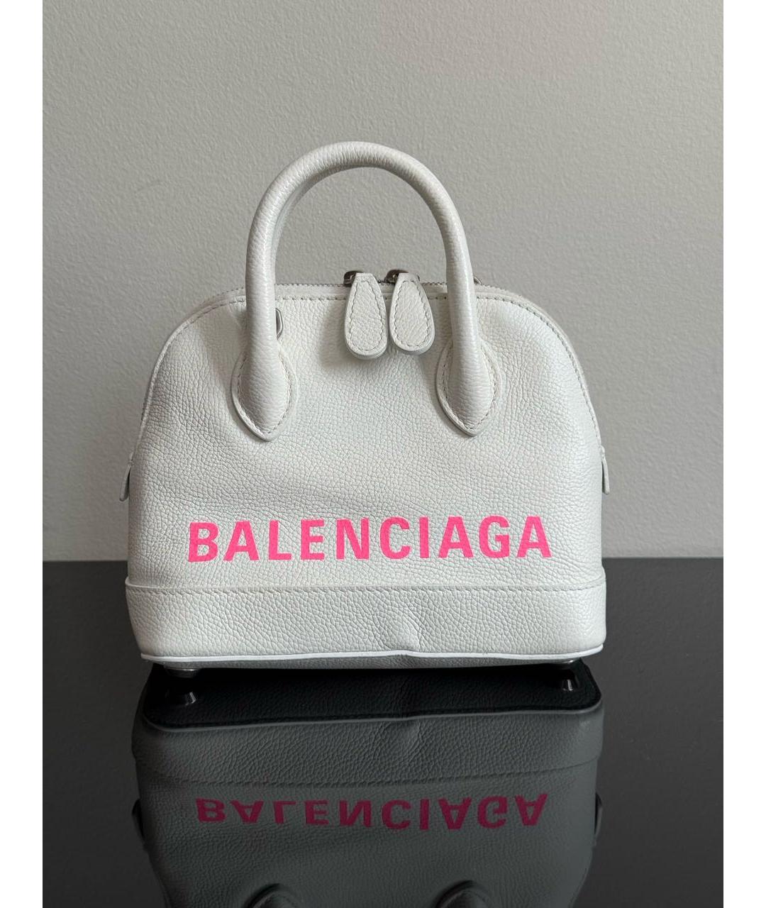 BALENCIAGA Белая кожаная сумка с короткими ручками, фото 2