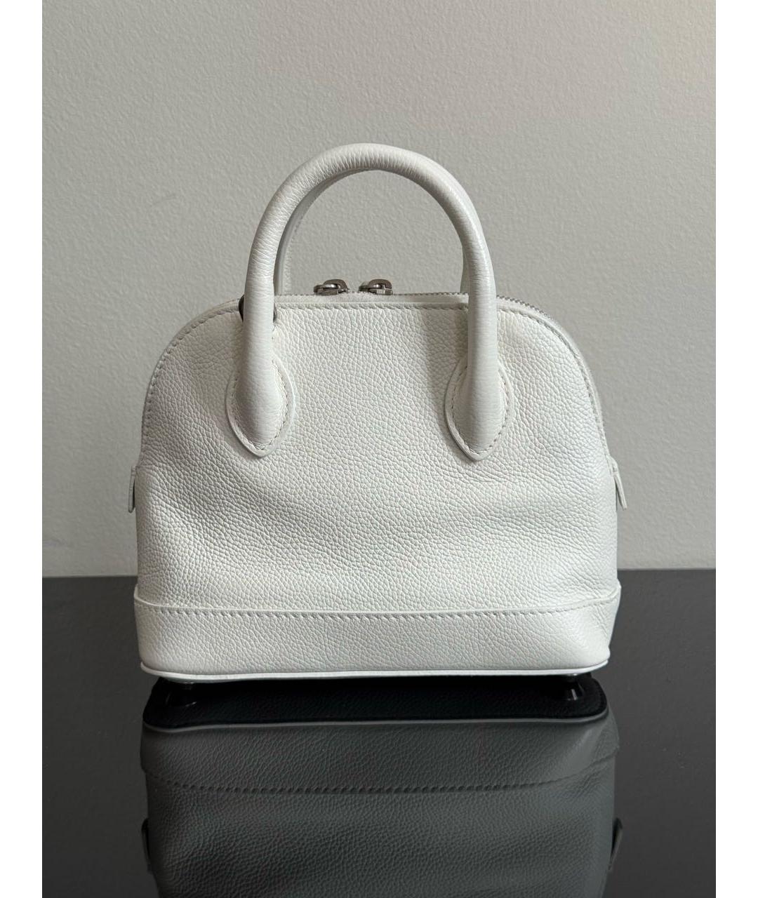 BALENCIAGA Белая кожаная сумка с короткими ручками, фото 3