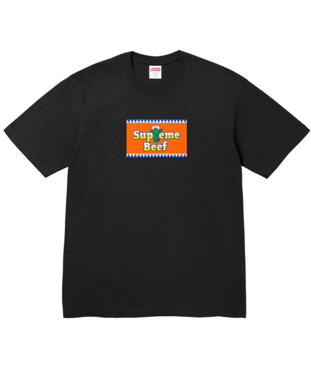 SUPREME Черная хлопковая футболка, фото 1