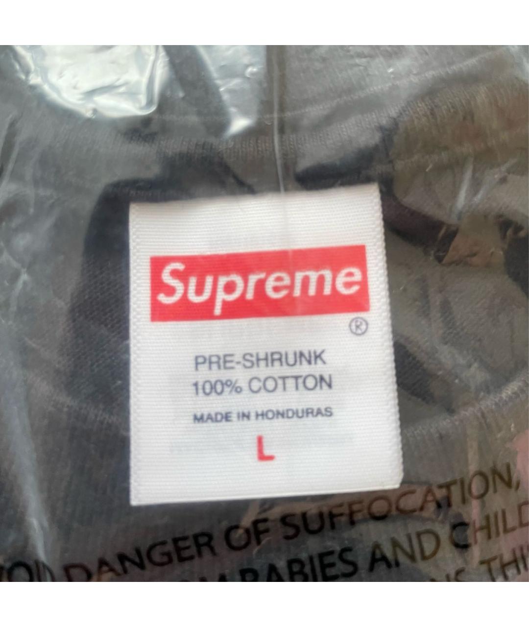 SUPREME Черная хлопковая футболка, фото 4