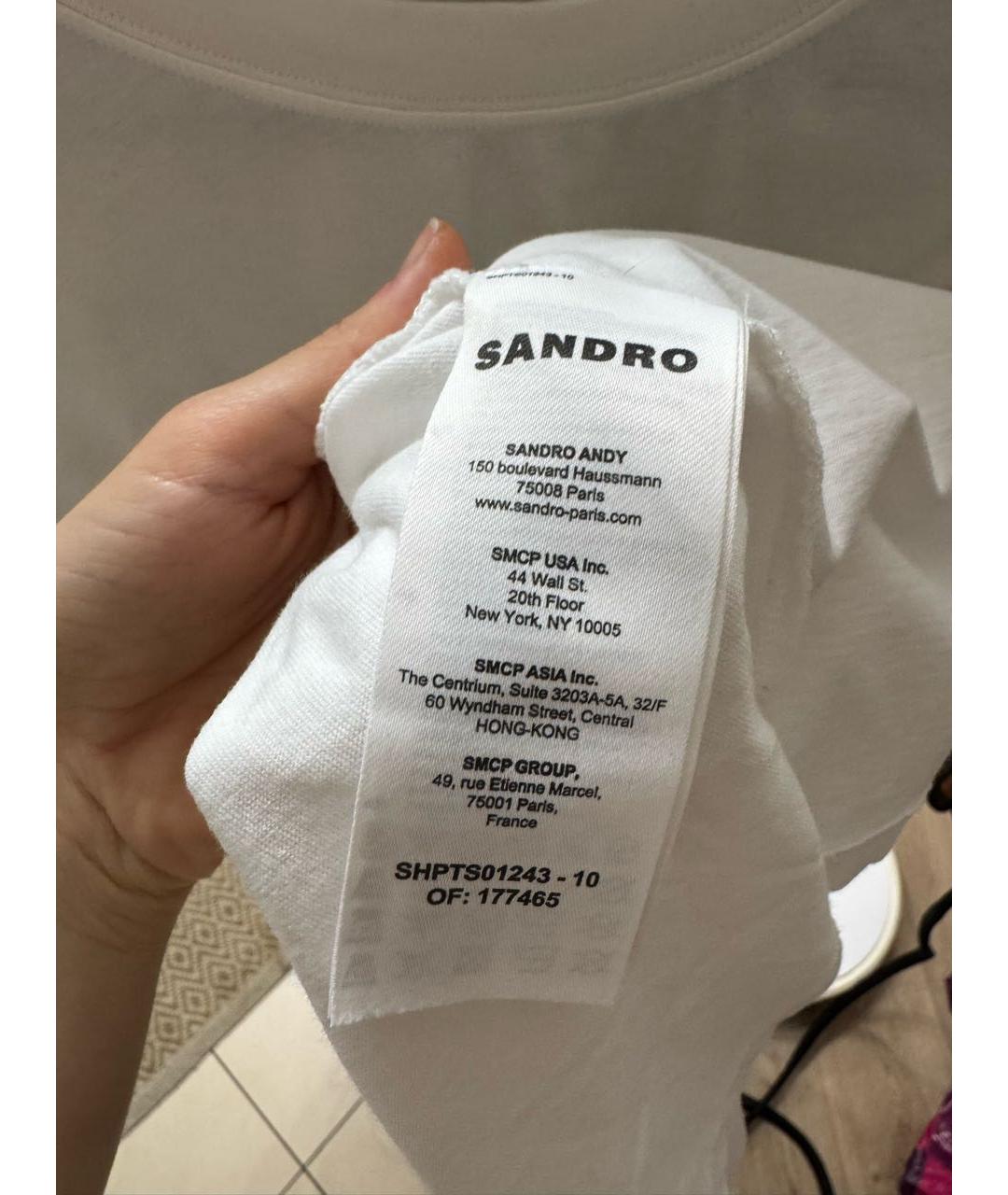 SANDRO Белая хлопковая футболка, фото 7