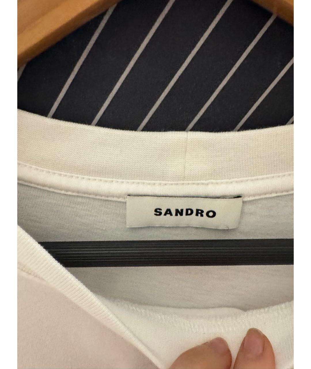 SANDRO Белая хлопковая футболка, фото 3