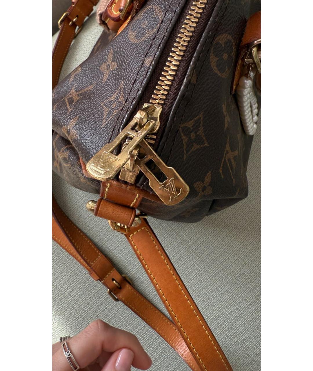 LOUIS VUITTON Коричневая кожаная сумка через плечо, фото 4