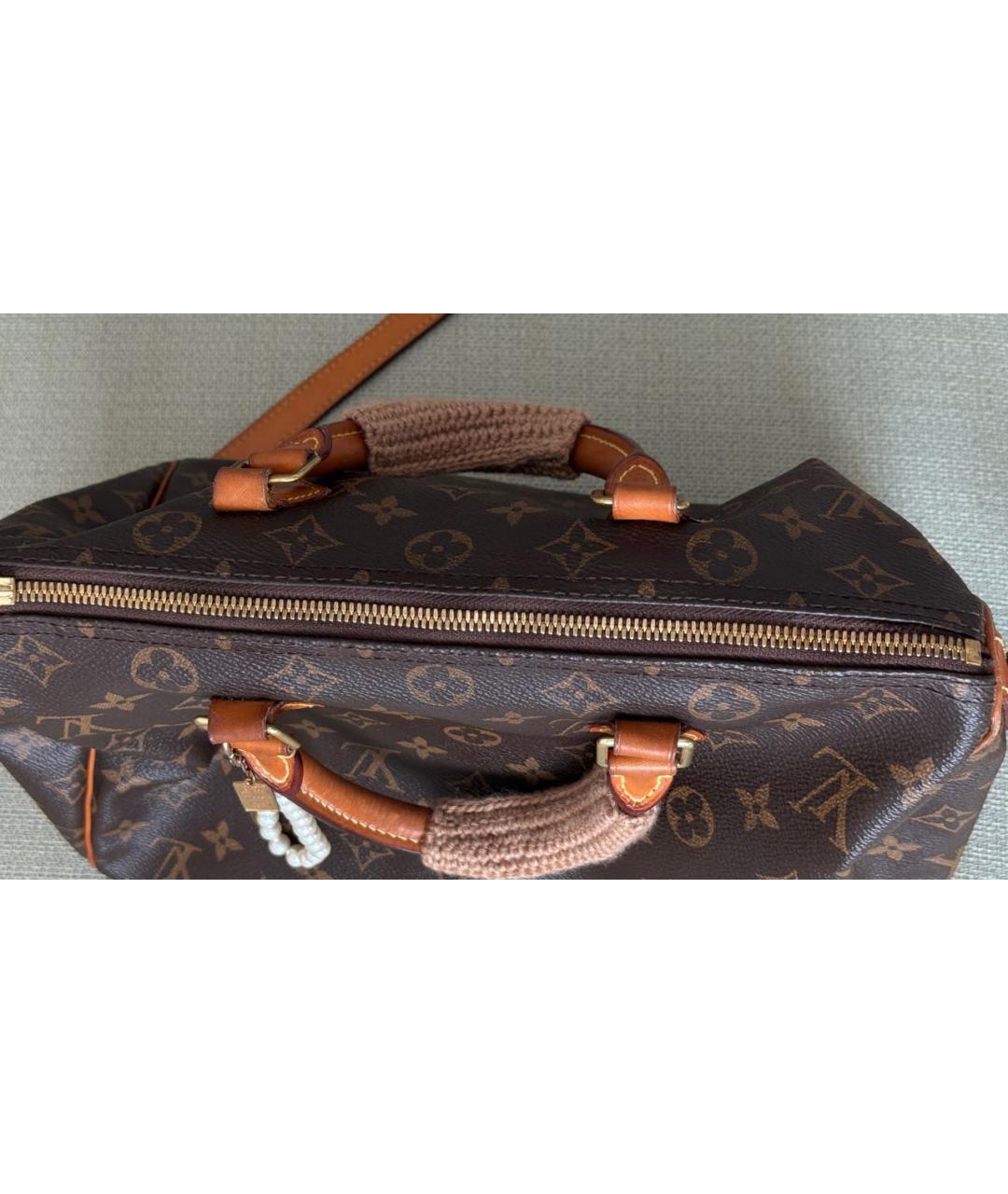 LOUIS VUITTON Коричневая кожаная сумка через плечо, фото 8
