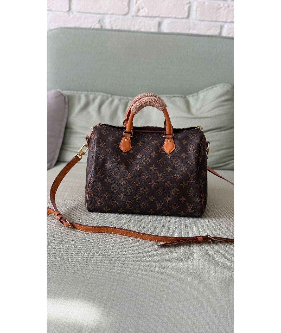LOUIS VUITTON Коричневая кожаная сумка через плечо, фото 9