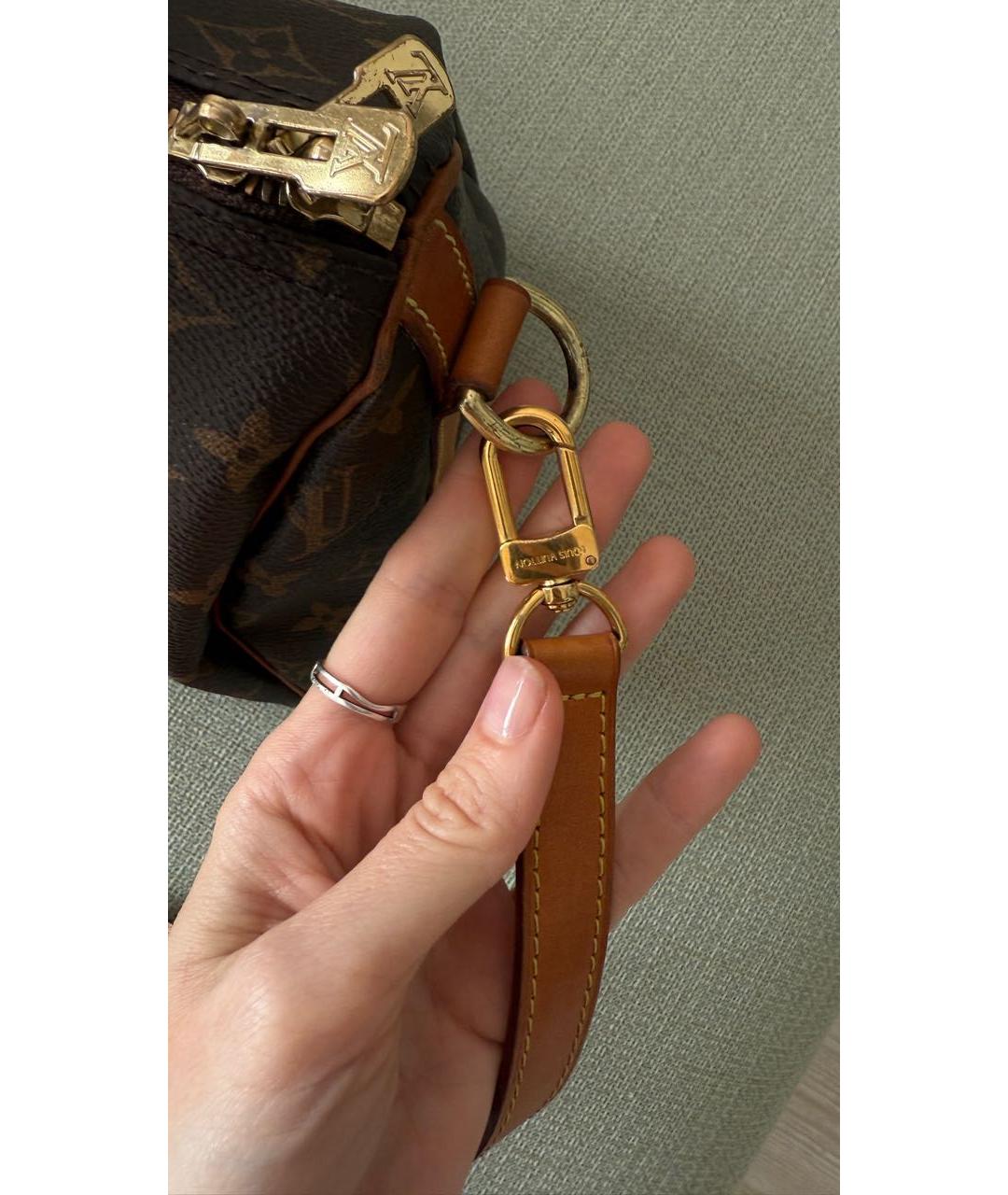 LOUIS VUITTON Коричневая кожаная сумка через плечо, фото 5
