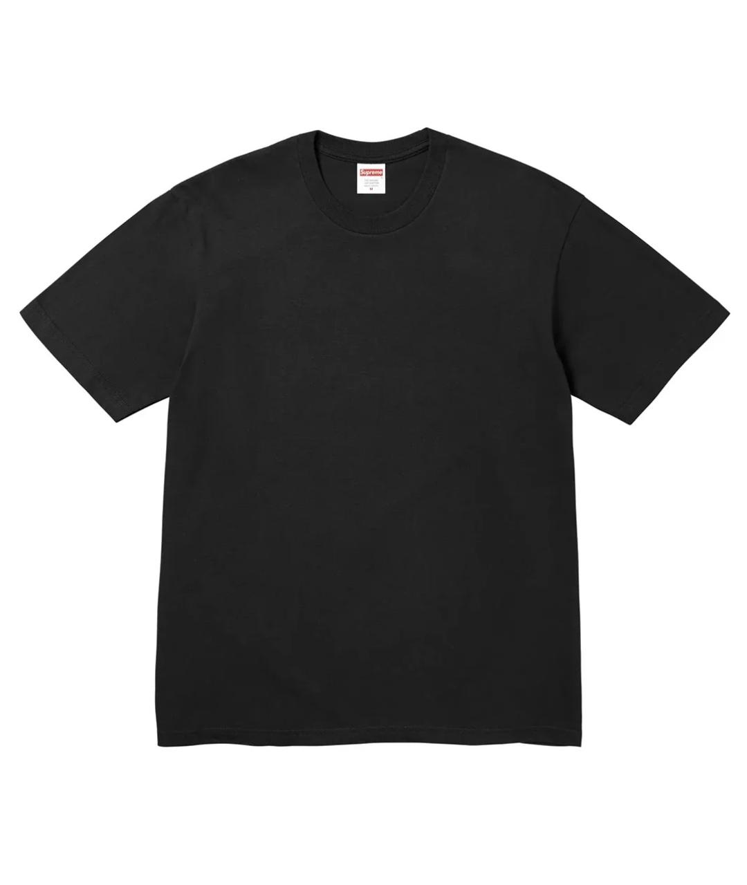 SUPREME Черная хлопковая футболка, фото 1