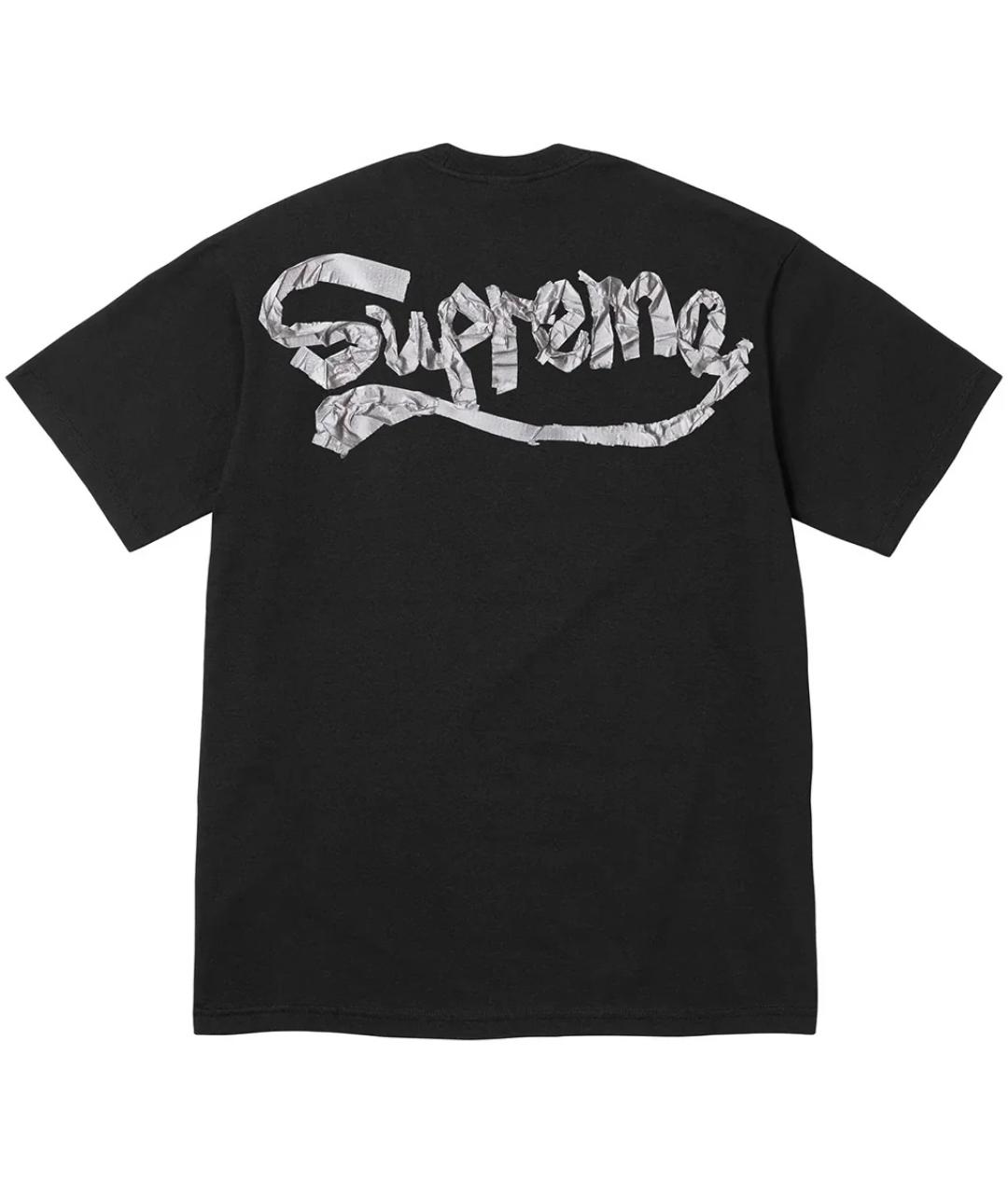 SUPREME Черная хлопковая футболка, фото 2