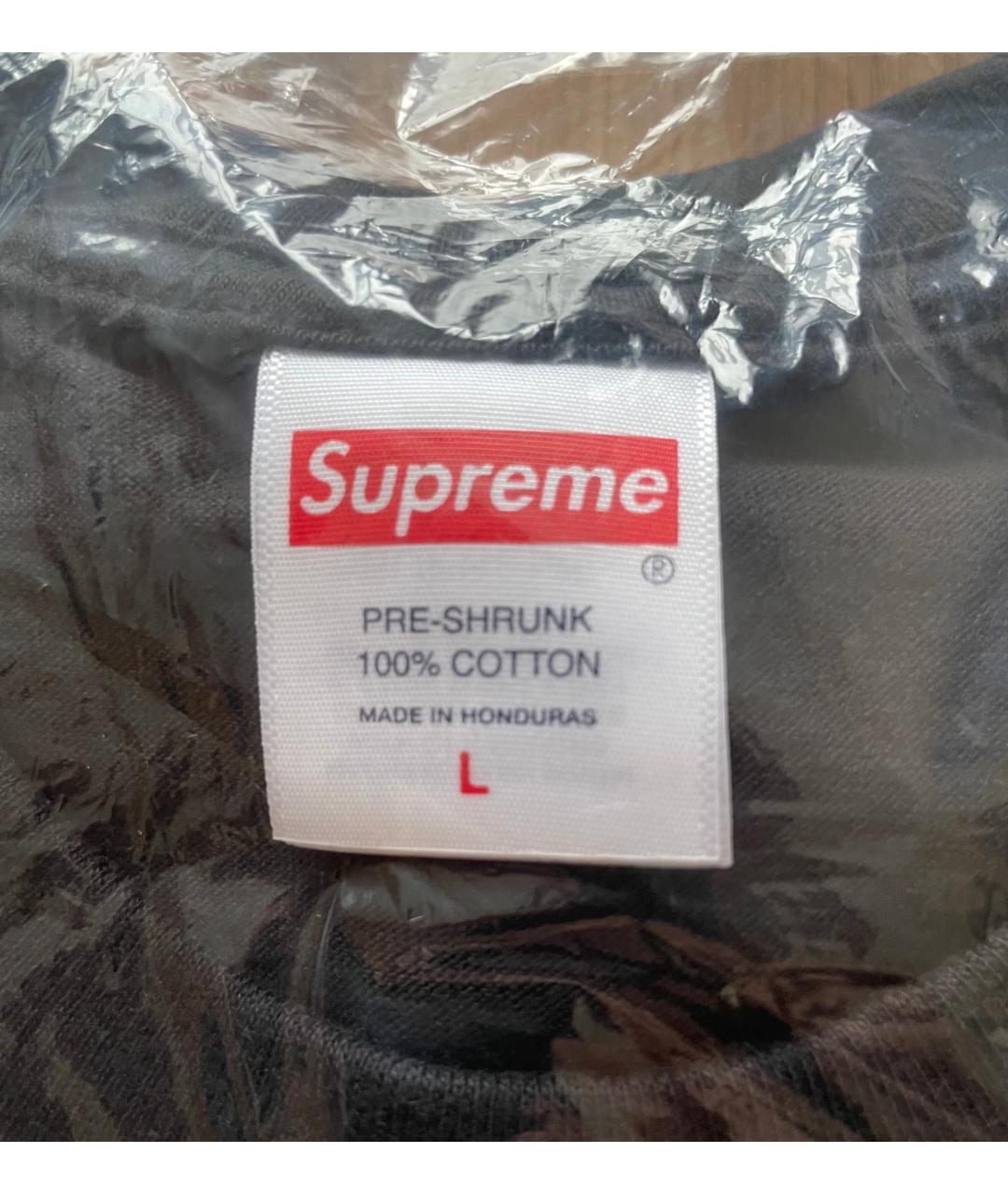 SUPREME Черная хлопковая футболка, фото 5