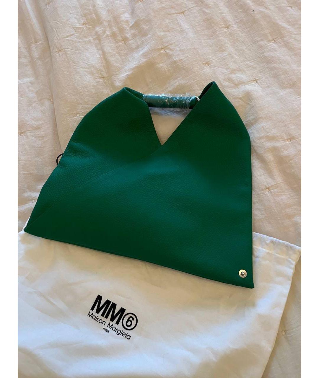 MM6 MAISON MARGIELA Зеленая кожаная сумка с короткими ручками, фото 3