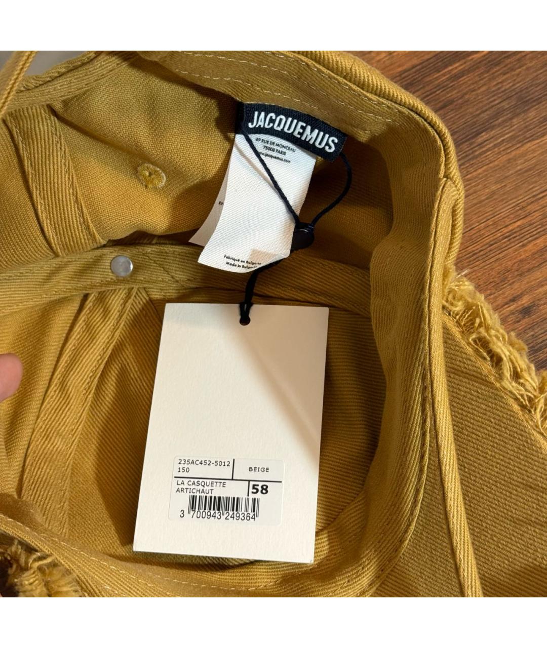JACQUEMUS Горчичная хлопковая кепка, фото 5
