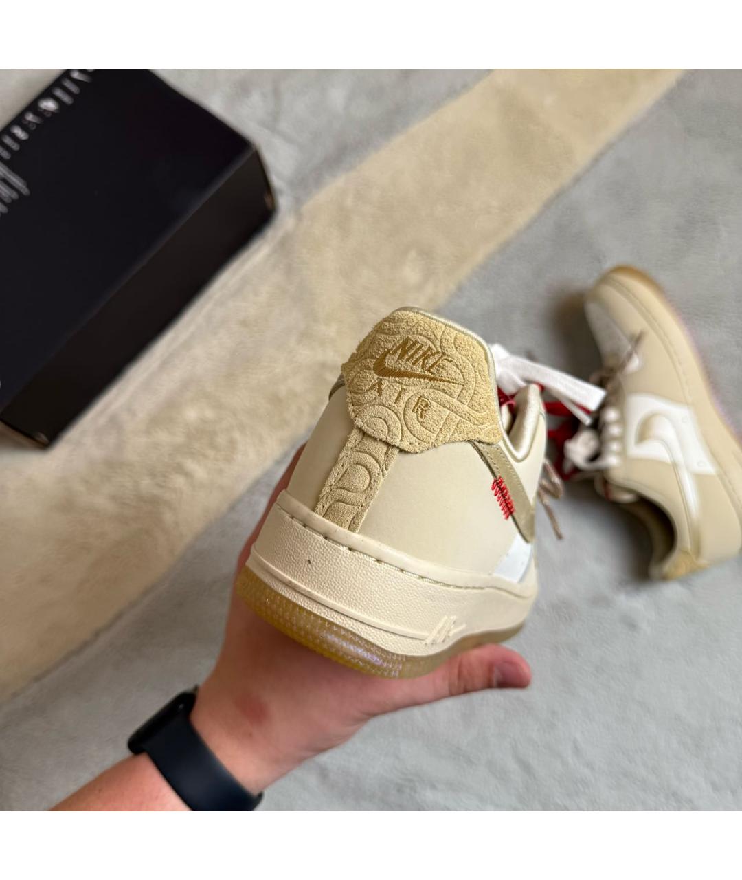 NIKE Бежевые кожаные кроссовки, фото 3
