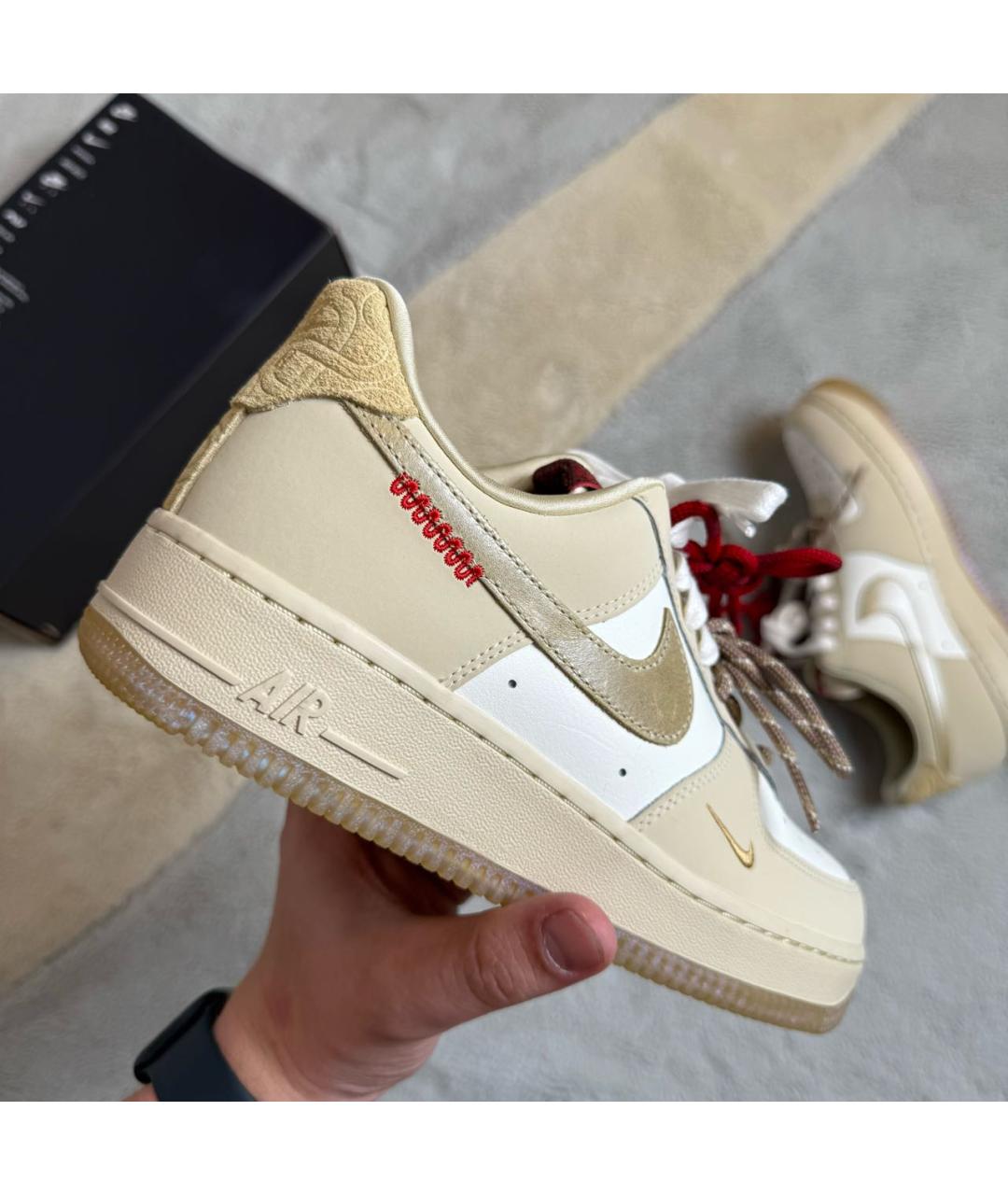 NIKE Бежевые кожаные кроссовки, фото 4