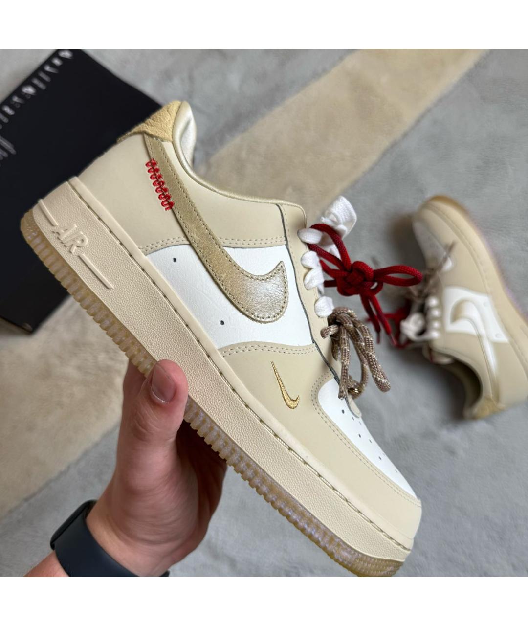 NIKE Бежевые кожаные кроссовки, фото 5