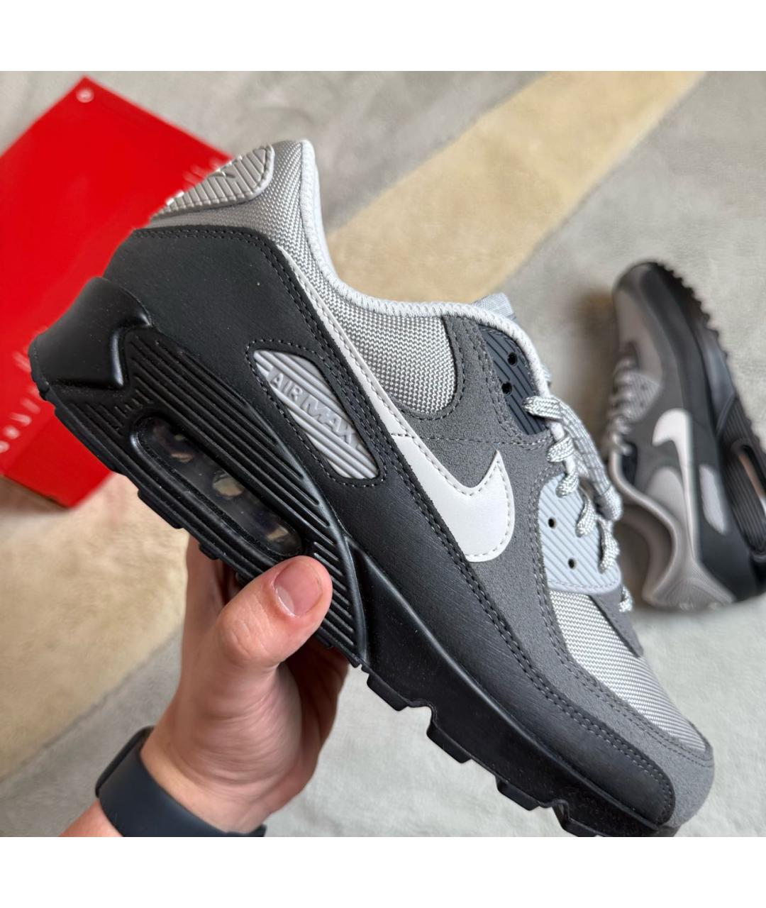 NIKE Антрацитовые кожаные низкие кроссовки / кеды, фото 5