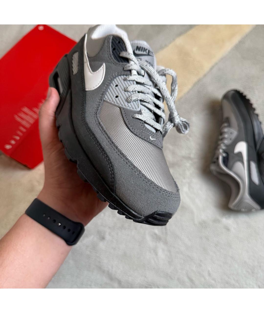 NIKE Антрацитовые кожаные низкие кроссовки / кеды, фото 7