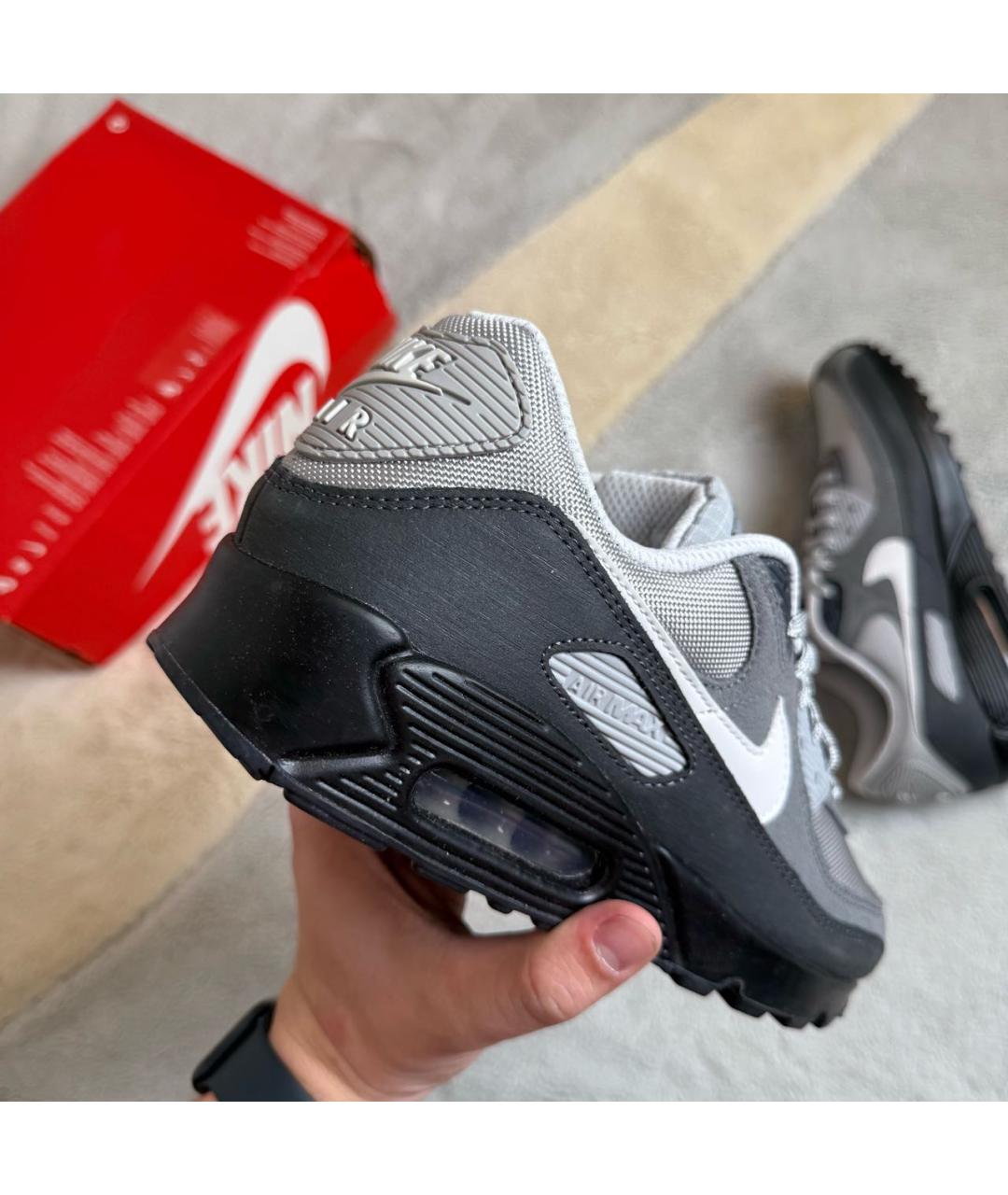 NIKE Антрацитовые кожаные низкие кроссовки / кеды, фото 4