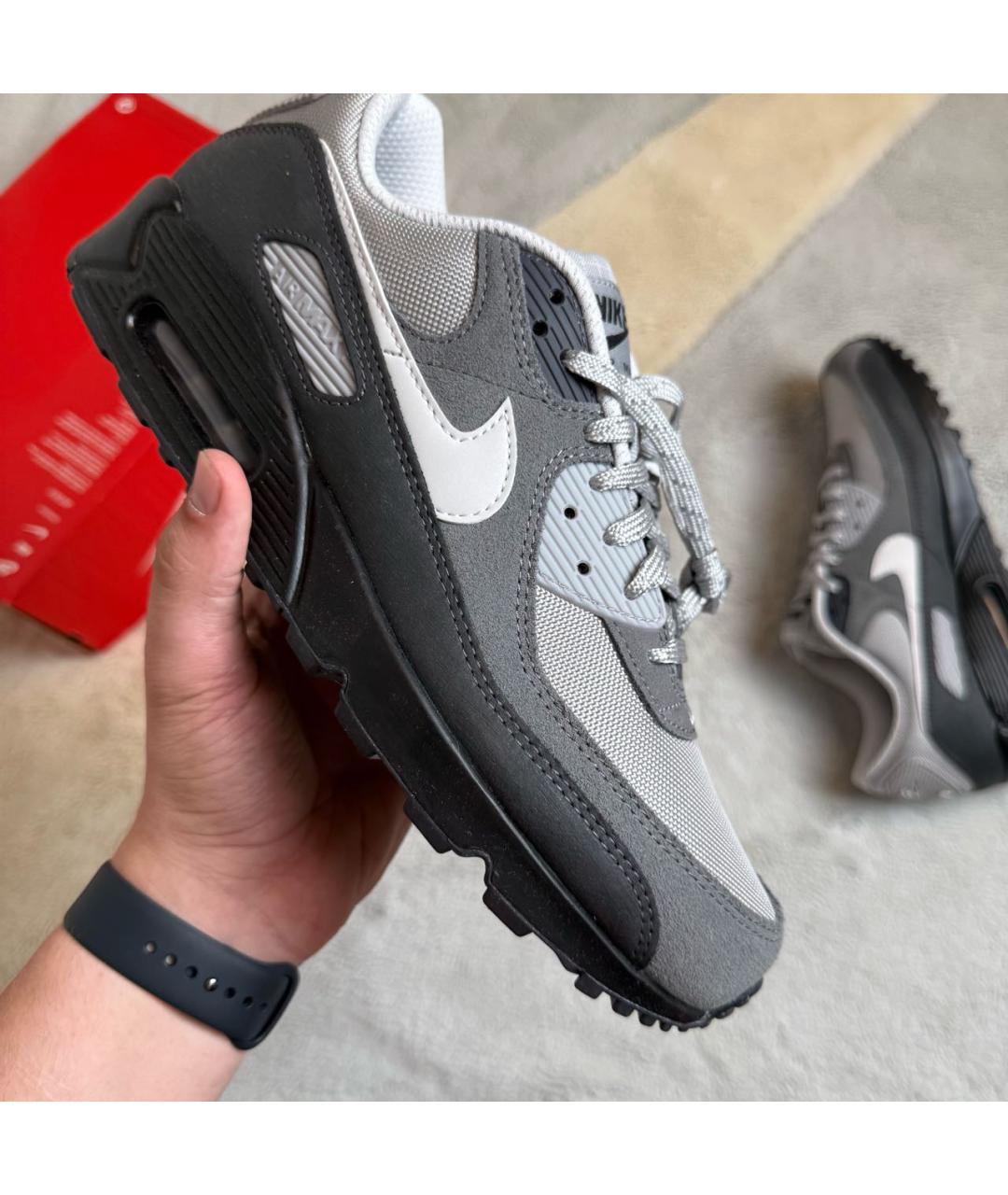 NIKE Антрацитовые кожаные низкие кроссовки / кеды, фото 6