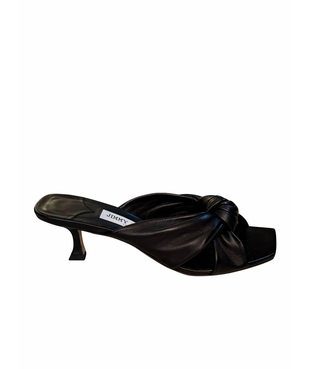 JIMMY CHOO Черные кожаные мюли, фото 1