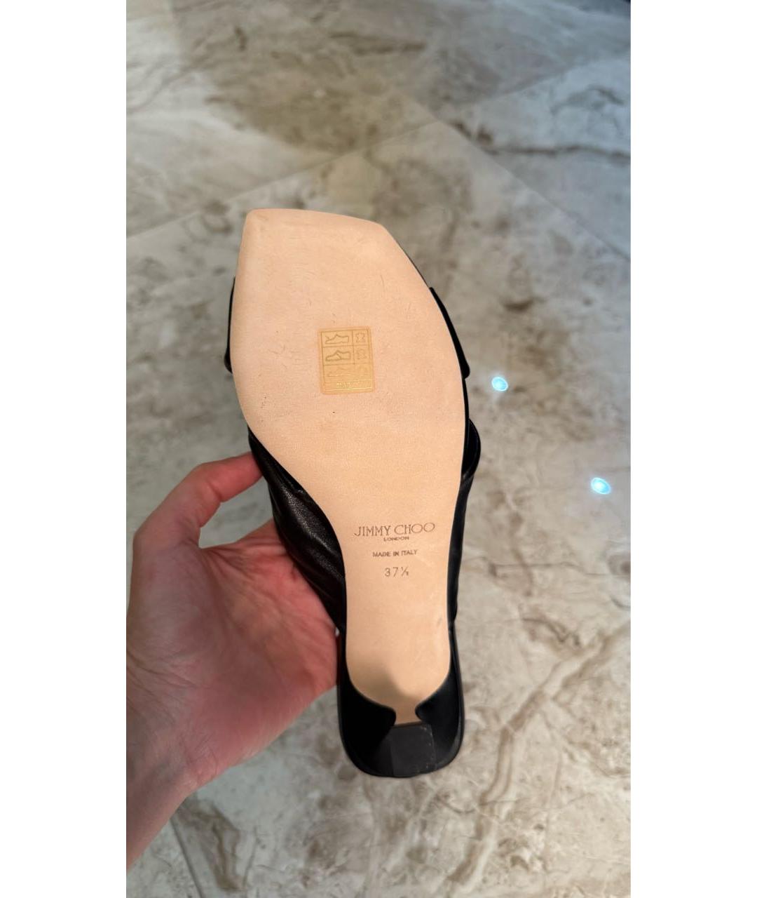 JIMMY CHOO Черные кожаные мюли, фото 6