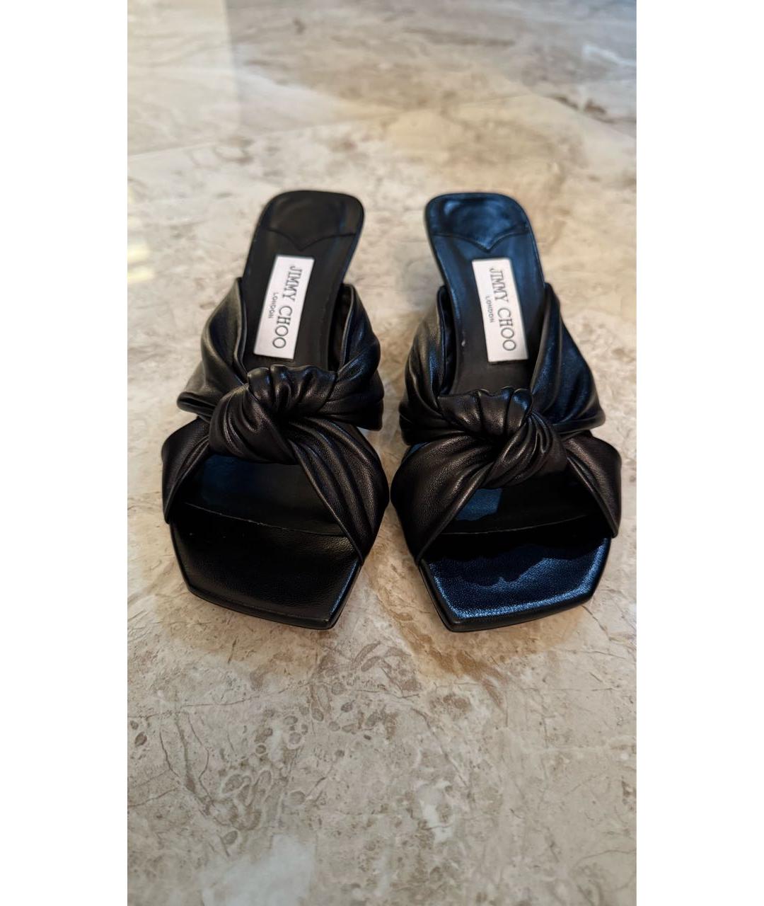 JIMMY CHOO Черные кожаные мюли, фото 2